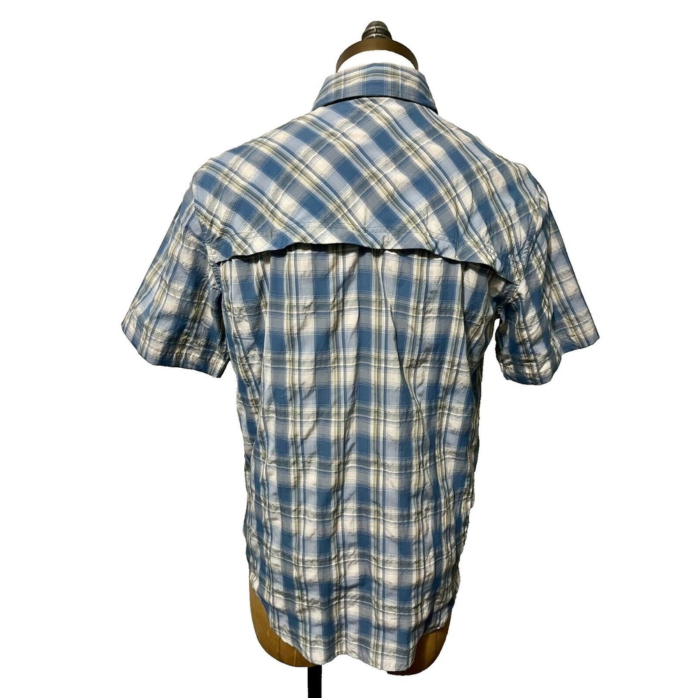 CC Filson Vented Fishing Shirt Mens M Blue Gray White Plaid Hiking Camping Shirt - Picture 3 of 9